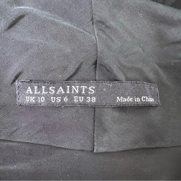 AllSaints Amei LS Black Dress Silky Stretch Size 6 - Picture 13 of 13